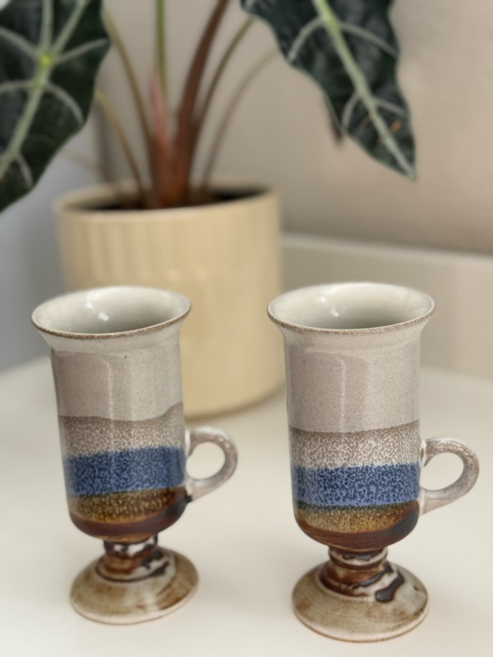 Vintage Otagiri Hand-Crafted Pedestal Mugs